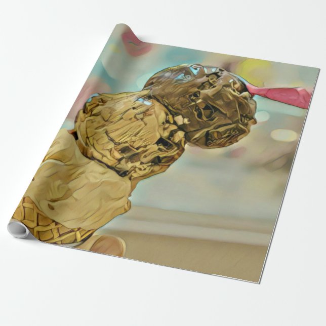 Ice cream birthday gift wrapping paper (Unrolled)