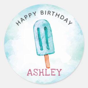 Ice Cream Birthday Happy Birthday Classic Round Sticker
