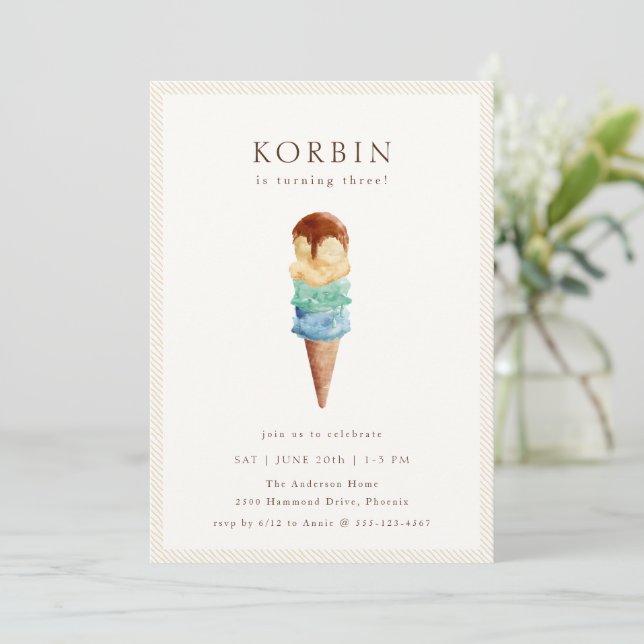 Ice Cream Birthday Invitation (Standing Front)