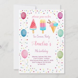 Ice cream birthday invitation