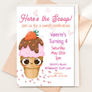 Ice Cream Birthday Invitation, 4th Birthday Invitation