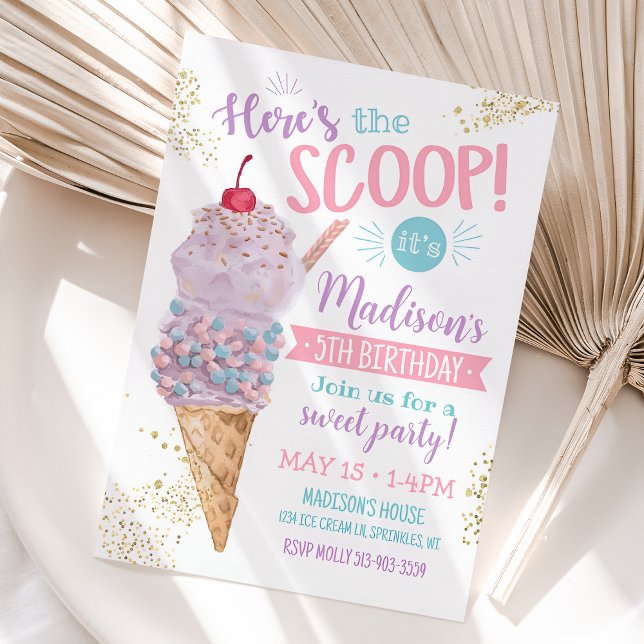 Ice Cream Birthday Invitation, Here's the Scoop Invitation (Ice Cream Birthday Invitation)