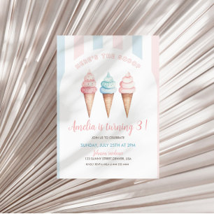 Ice Cream Birthday Invitation, Here's The Scoop  Invitation