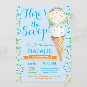 Ice Cream Birthday Invitation Summer