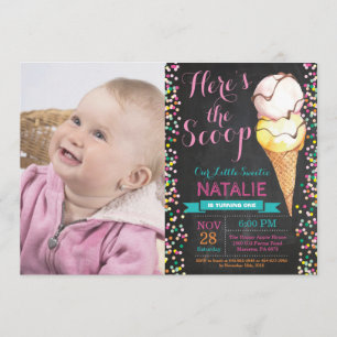 Ice Cream Birthday Invitation Summer Chalkboard