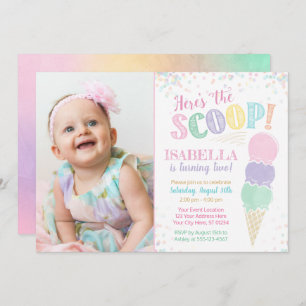 Ice Cream Birthday Invitation with Photo