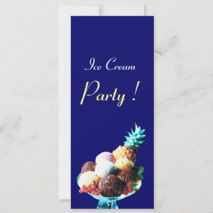 ICE CREAM BIRTHDAY PARTY,blue Invitation
