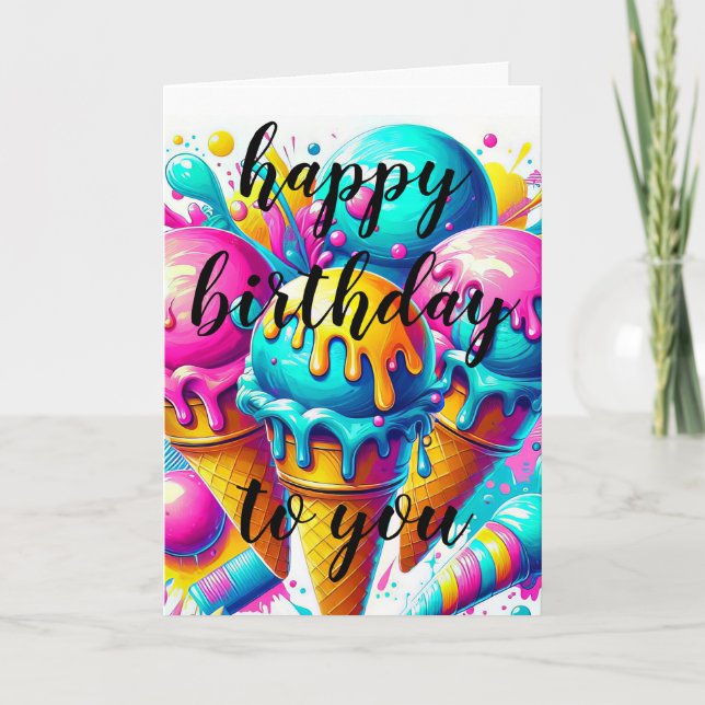 ice cream birthday party  card (Front)