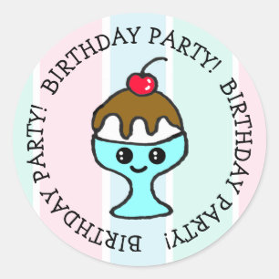 Ice Cream Birthday Party Classic Round Sticker