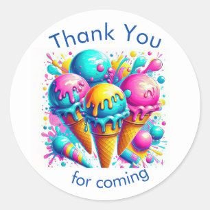 ice cream birthday party classic round sticker