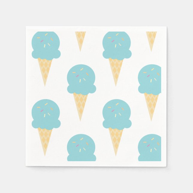 Ice Cream Birthday Party Cones Napkin (Front)