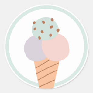 Ice Cream Birthday Party Favor Classic Round Sticker