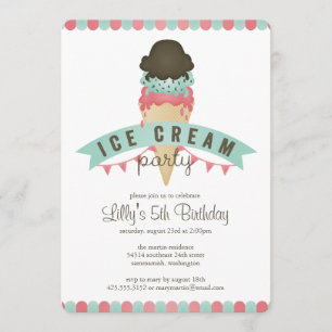 Ice Cream Birthday Party Invitation