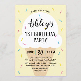 Ice Cream Birthday Party Invitation