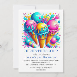 Ice cream birthday party invitation