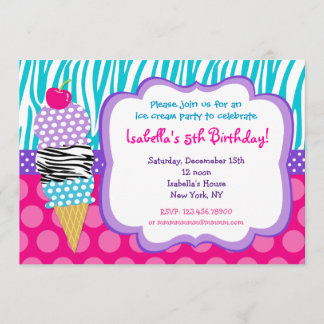 Ice Cream Birthday Party Invitations