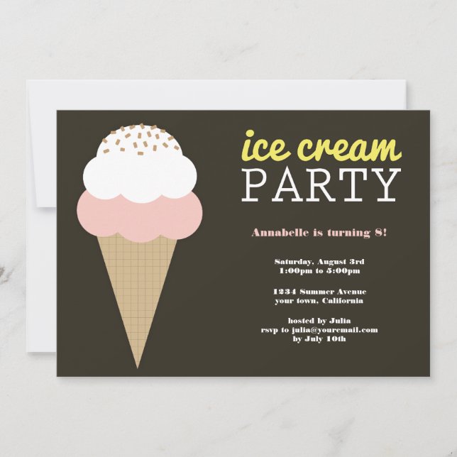 Ice Cream Birthday Party Invitations (Front)
