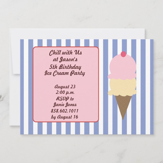 Ice Cream Birthday Party Invitations (Front)
