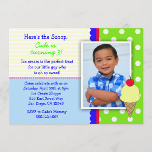 Ice Cream Birthday Party Invitations for Boys