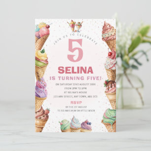 Ice Cream Birthday Party Invite Gelato Parlour