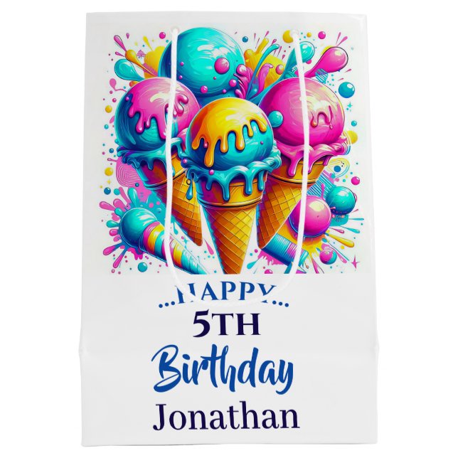 ice cream birthday party medium gift bag (Back)
