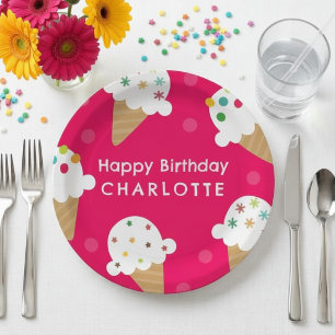 Ice Cream Birthday Party Paper Plate