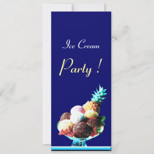 ICE CREAM BIRTHDAY PARTY red black blue Invitation