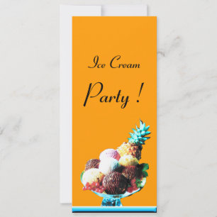 ICE CREAM BIRTHDAY PARTY Red Orange Blue Invitation