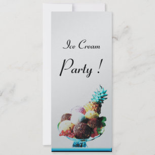 ICE CREAM BIRTHDAY PARTY silver black blue Invitation