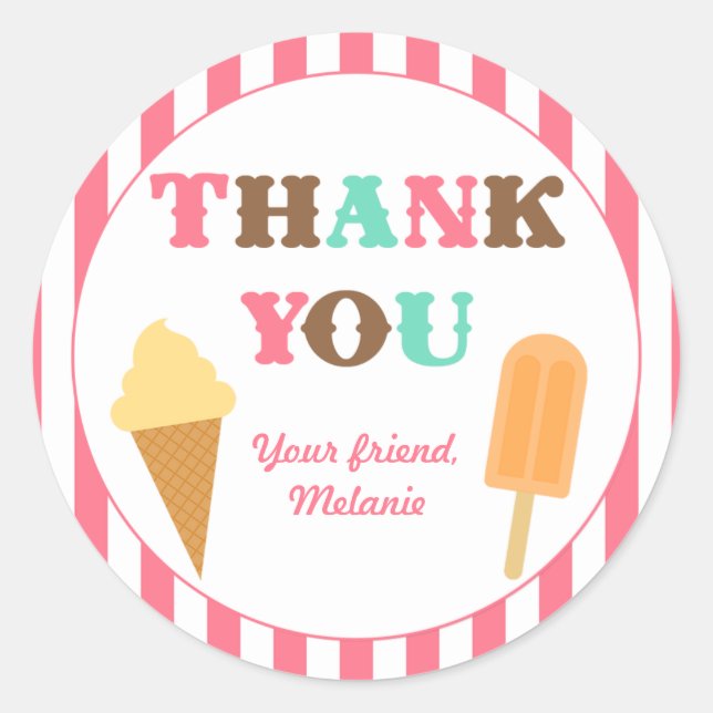 Ice Cream Birthday Party Sticker (Front)