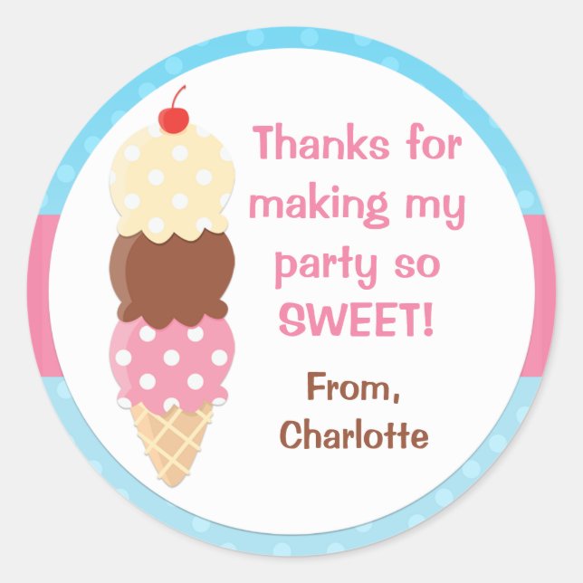Ice Cream Birthday Party Sticker (Front)