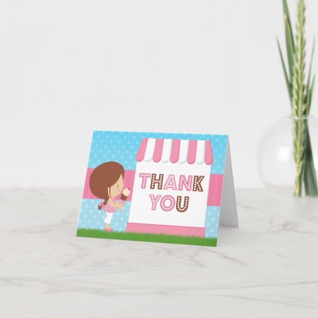 Ice Cream Birthday Party Thank You Card (Front)