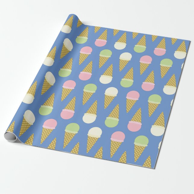 Ice Cream Birthday Party Wrapping Paper (Unrolled)