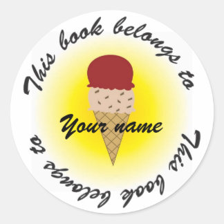 ice cream, Booklabel Classic Round Sticker