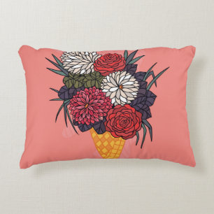 Ice Cream Bouquet: Floral Vintage. Decorative Cushion