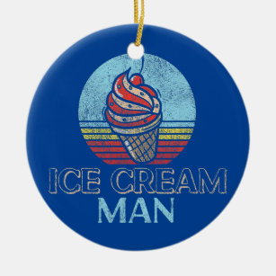 Ice Cream Boy Cone Sundae Retro Vintage Ice Cream Ceramic Ornament