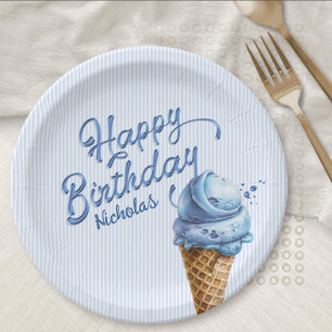 Ice Cream Boys Any Age Birthday Paper Plate