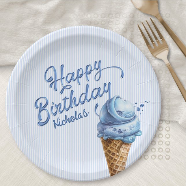 Ice Cream Boys Any Age Birthday Paper Plate (Creator Uploaded)