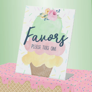 Ice Cream Bridal or Baby Shower Favour Pedestal Sign