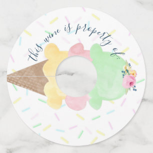 Ice Cream Bridal or Baby Shower Wine Glass Tag