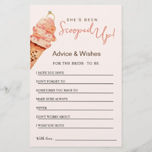 Ice Cream Bridal shower Advice & Wishes card