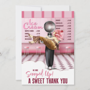 Ice cream Bridal Shower Scooped Up Thank You Card
