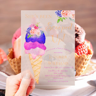 Ice Cream Bridal Shower She's been Scooped Up  Acrylic Invitations
