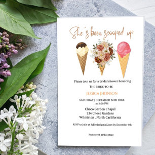 Ice cream bridal shower she's been scooped up card