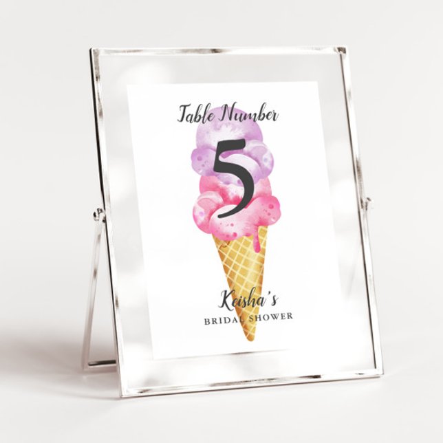 Ice Cream Bridal Shower Table Number (Creator Uploaded)