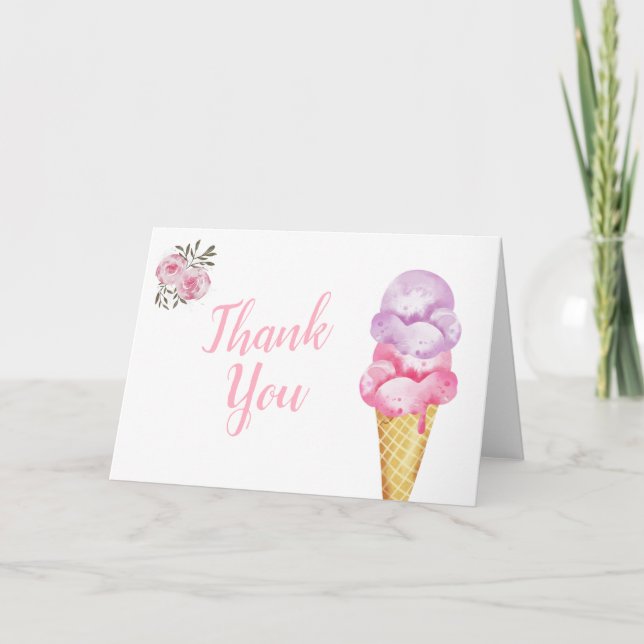 Ice Cream Bridal Shower Thank You Card (Front)