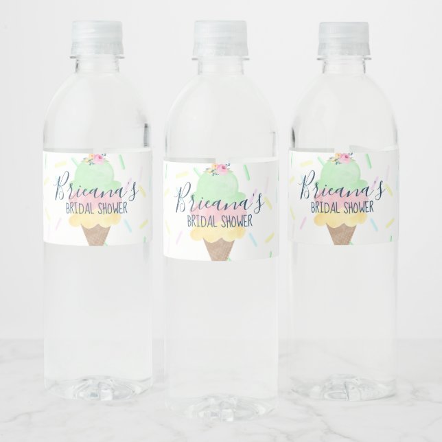 Ice Cream Bridal Shower Water Bottle Label (Bottles)