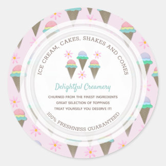 Ice Cream Business Custom Classic Round Sticker