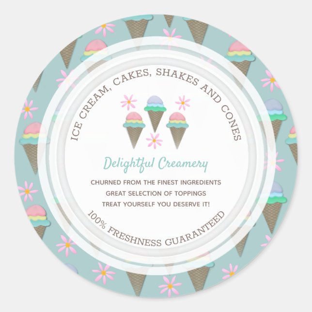 Ice Cream Business Custom Classic Round Sticker (Front)