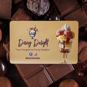 Ice Cream Business Delicious Sundae Brown Business Card